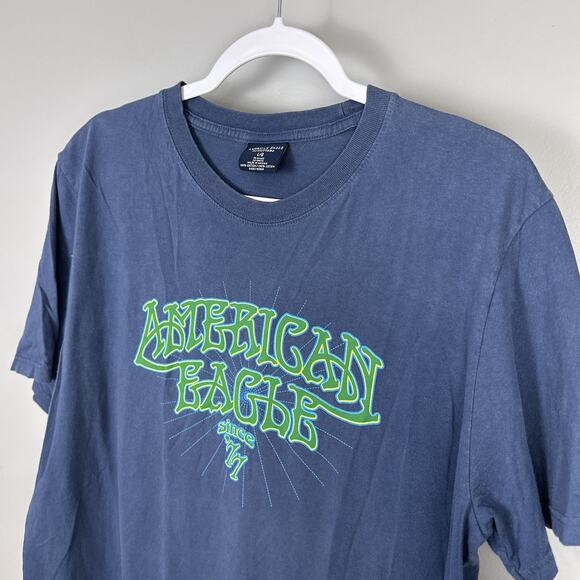 Vintage Y2K American Eagle 77 T-Shirt Men's Large 90s Style Grunge Cotton Tee - Picture 4 of 7